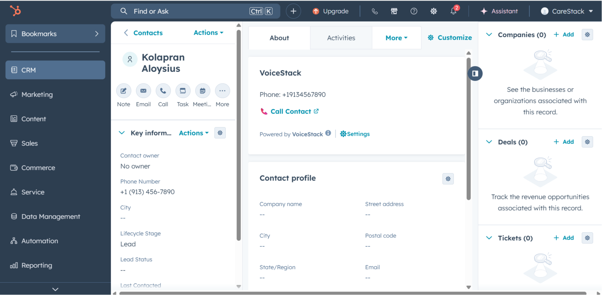 Contact Preview Page